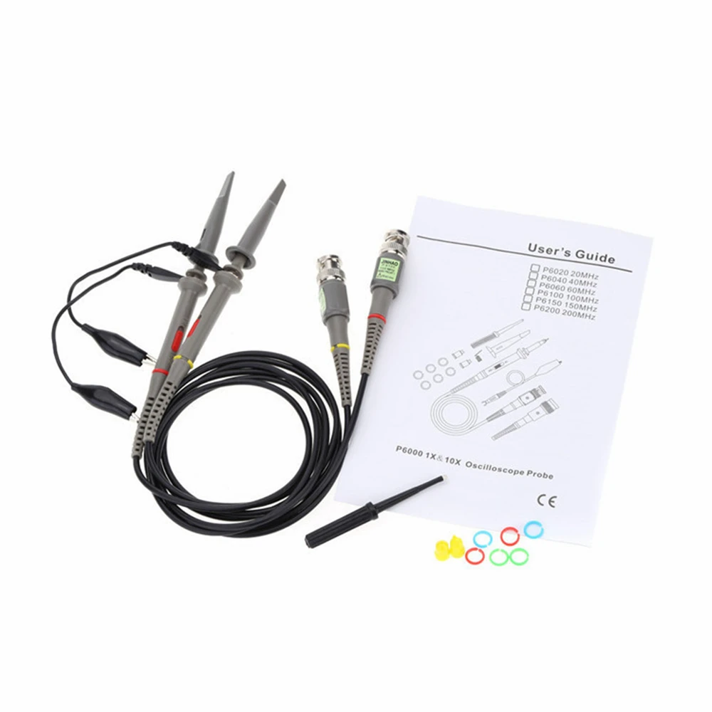 Oscilloscope Probe 2Pcs P6100 100MHz 1X 10X Alligator Clip Test Low Passive Limpedance Attenuation For Hantek Rigol 1008C | Инструменты
