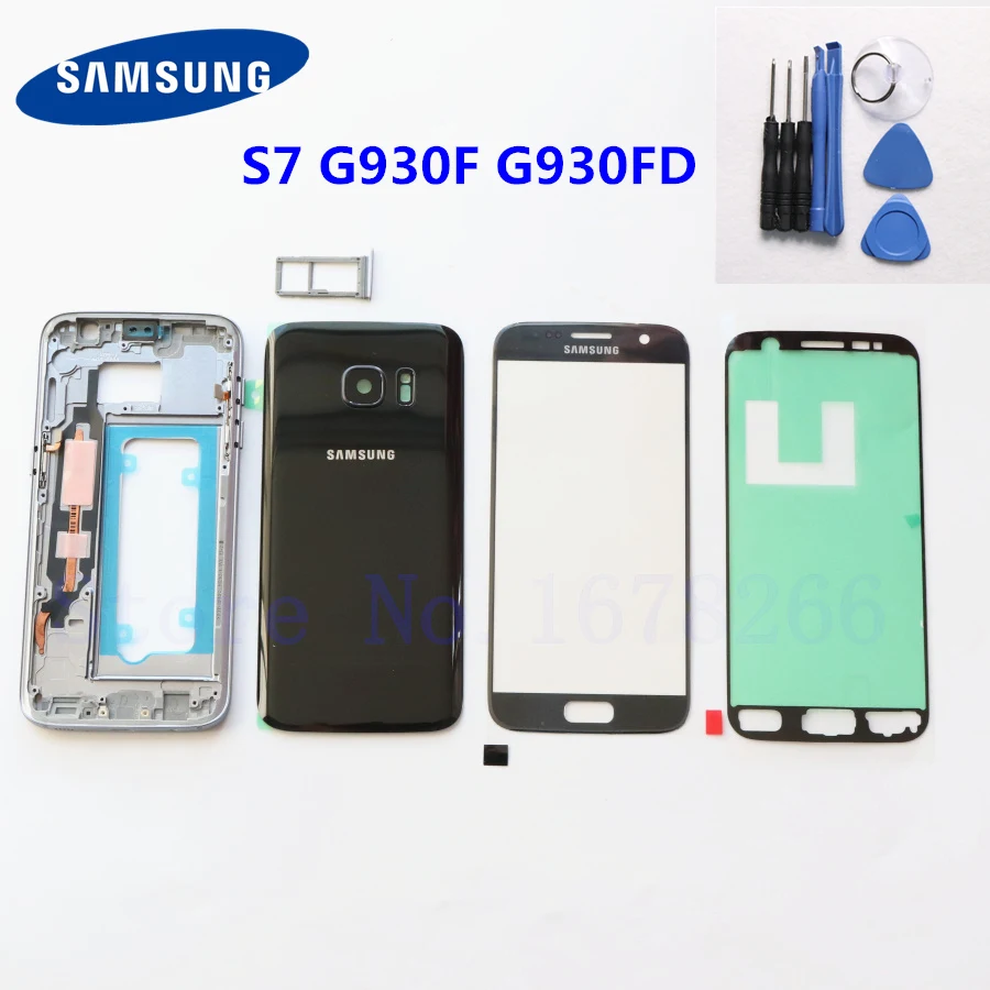Задняя стеклянная крышка для аккумулятора SAMSUNG Galaxy S7 G930 G930F G930FD полная задняя