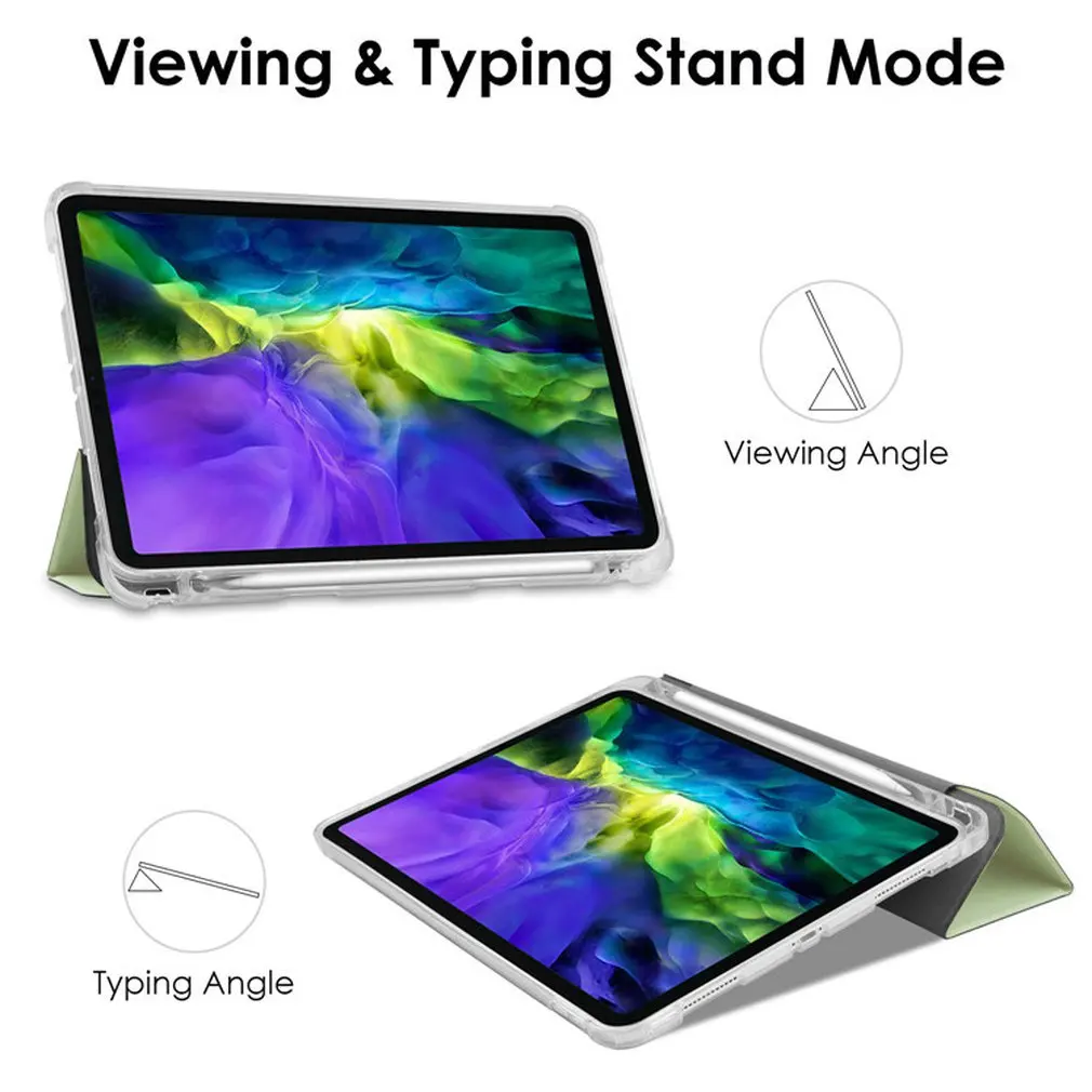 

11 Inches Protective Shell With Pen Slot For IPad Pro11 Tri-Fold TPU Soft Shell Leather Case Skin Texture Protective Cover