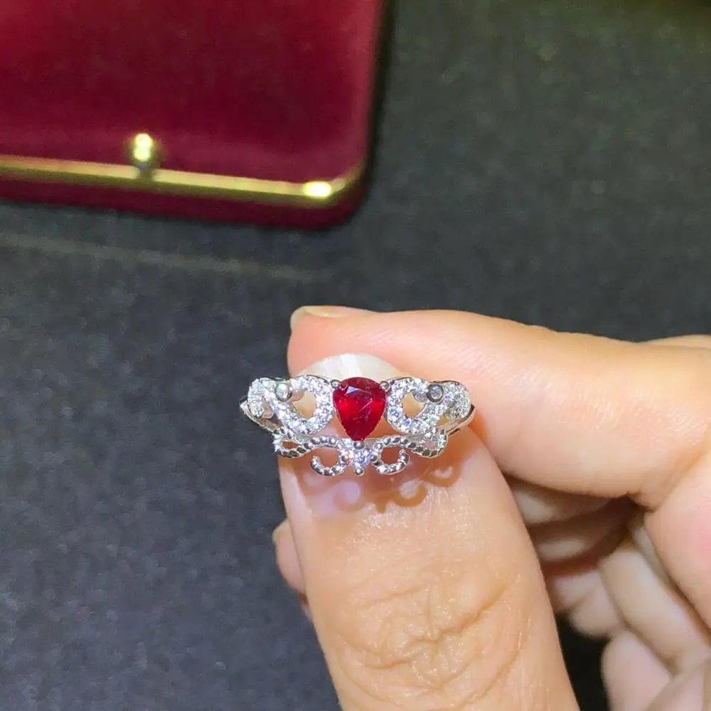925 Серебряный инкрустированные натуральный кровь голубей красное кольцо с