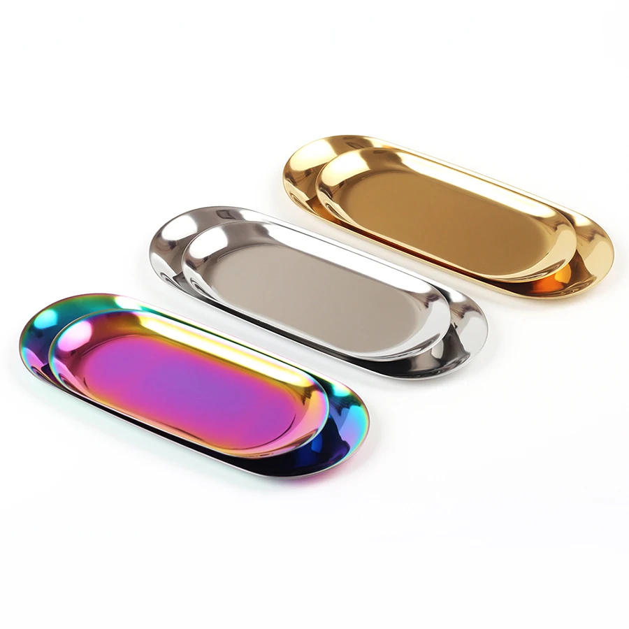 Поднос для хранения овальных полотенец металлический органайзер из нержавеющей