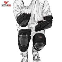 wosawe 4pcset motorcycle knee elbow protective pads adjustable straps carbon fiber riding protective gears sport protection