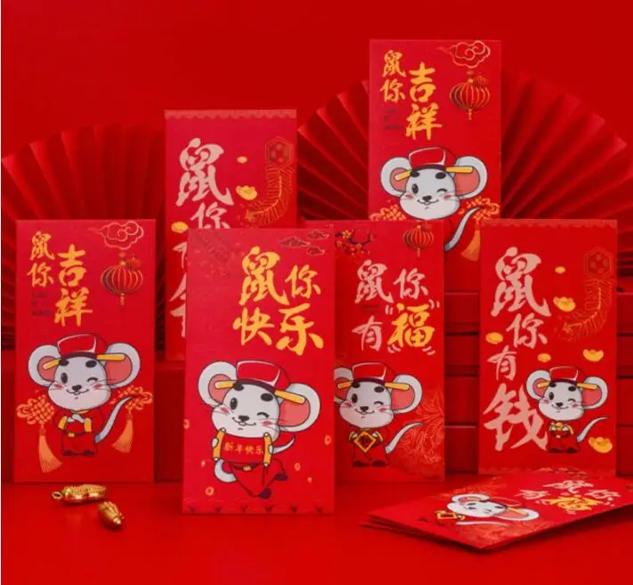 2020 год красный конверт в виде китайского зодиака для нового года 30 шт. красные
