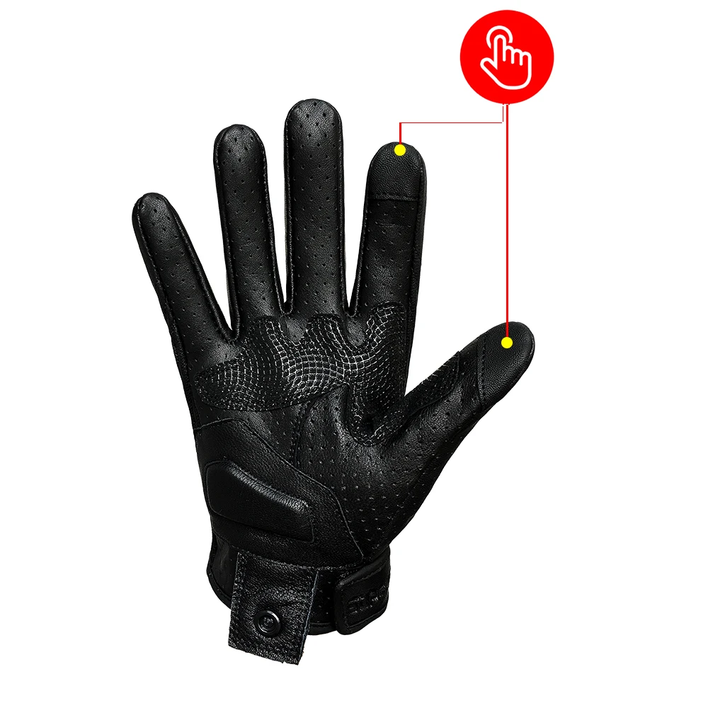 Мотоциклетные перчатки для мужчин с сенсорным экраном из премиум кожи езды на