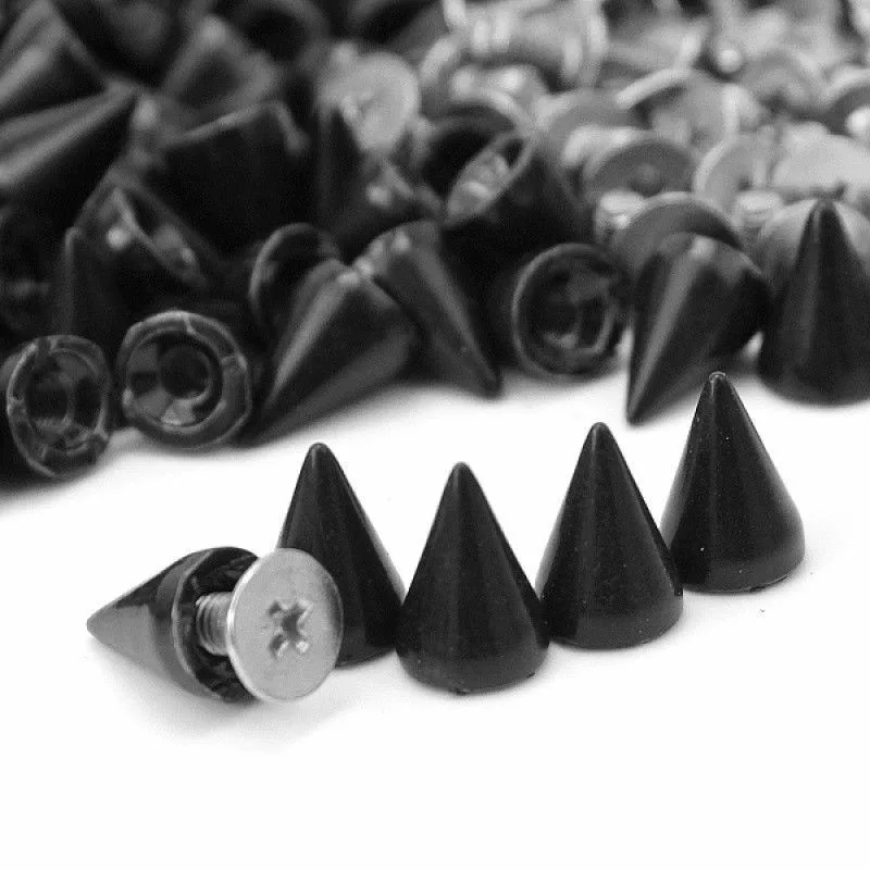 

100 Pcs Black Punk Spike Rivet Screw Bead DIY Metal Cone Studs Leather craft Spots Rock for Clothing Shoes Bags Decoration