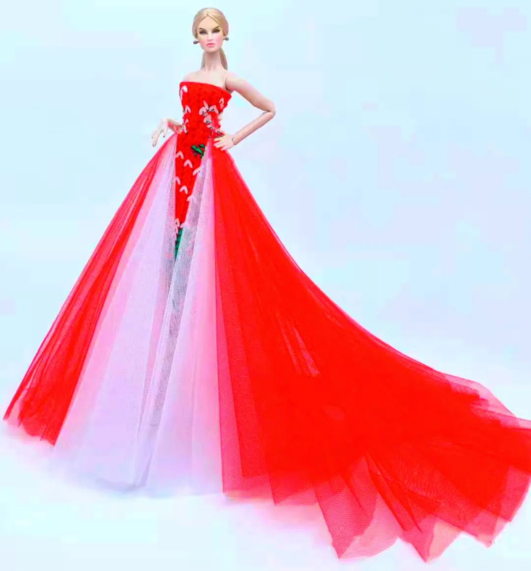 

1/6 BJD Clothes Fashion Off Shoulder Red Wedding Dress For Barbie Doll Clothes Princess Party Gown 11.5" Dolls Accessories Toys