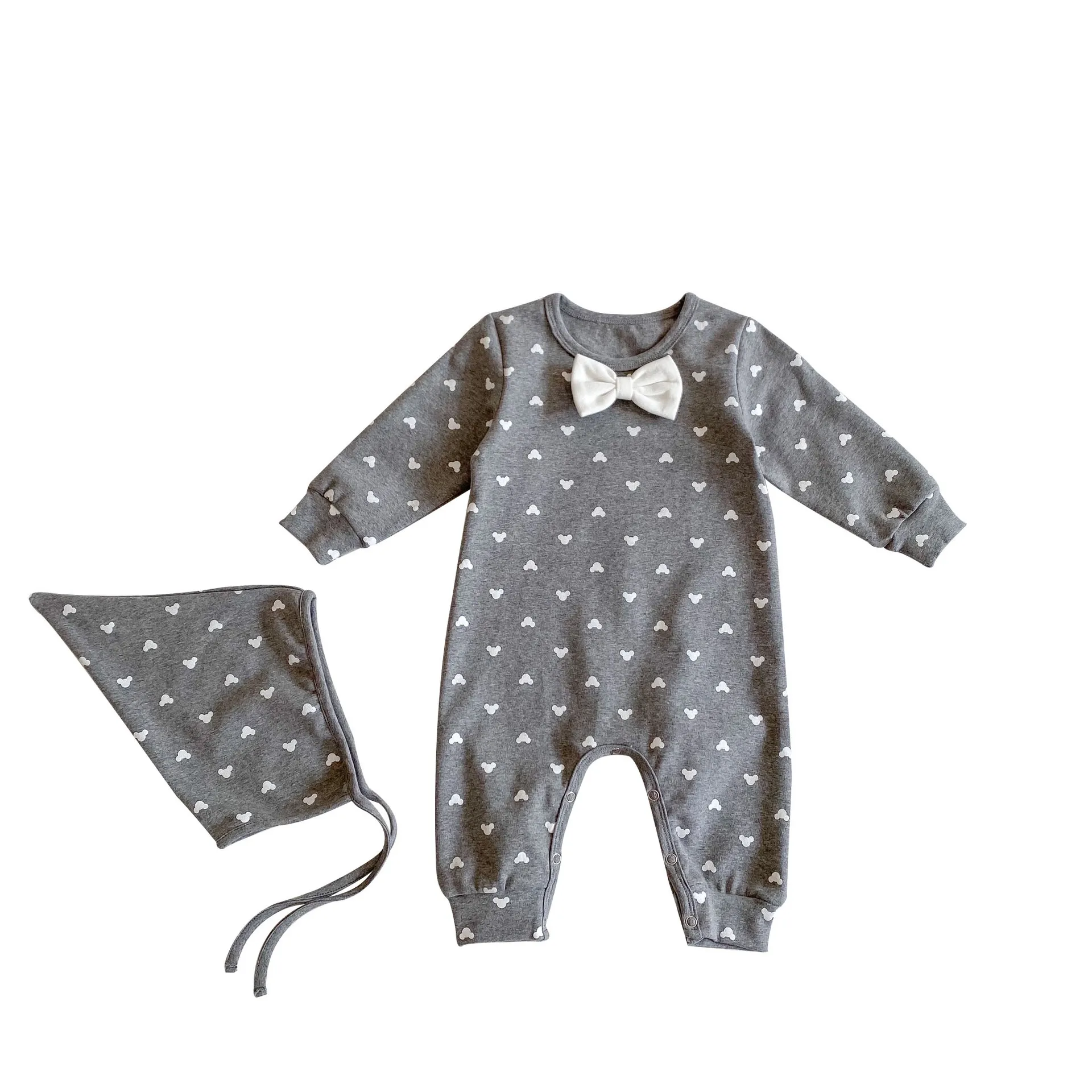 

Baby Jumpsuit 0-3 Years Old Baby Children's Clothing Korean Bow Long Sleeved Romper