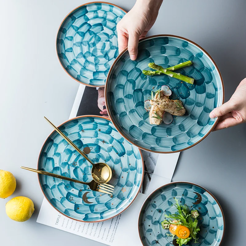 

CHANSHOVA 8/10 inches Ceramic Creativity Dinner Pizza Plate Steak Plates Tableware Dessert Dish Creative Salad Dishes G208