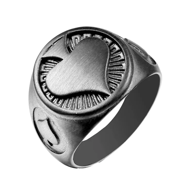 

Megin D Stainless Steel Titanium Vintage Love Heart Poker Retro Pure Color Ring for Men Women Couple Friend Gift Fashion Jewelry