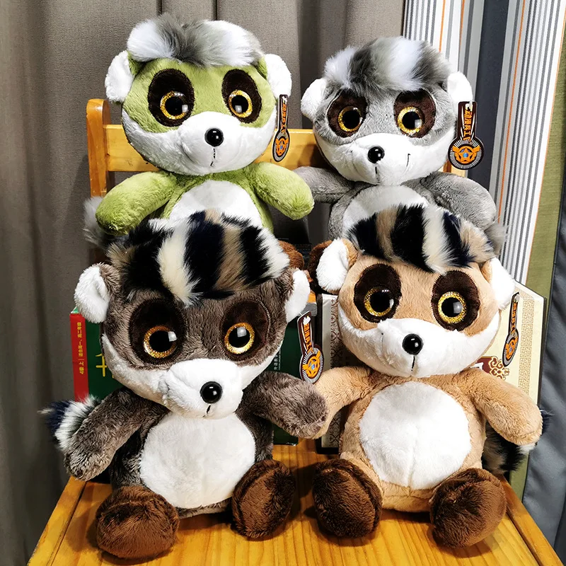 

23cm Cute Big Eyes Simulation Animal Raccoon Plush Doll Big Face Cat Plush Toy For Gift