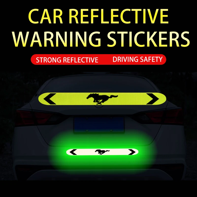 

Car Bumper Reflector Sticker Custom Car Logo Safety Warning Mark For Ford mustang GT 2020 2019 2018 2017 2016 2015 2014 2013