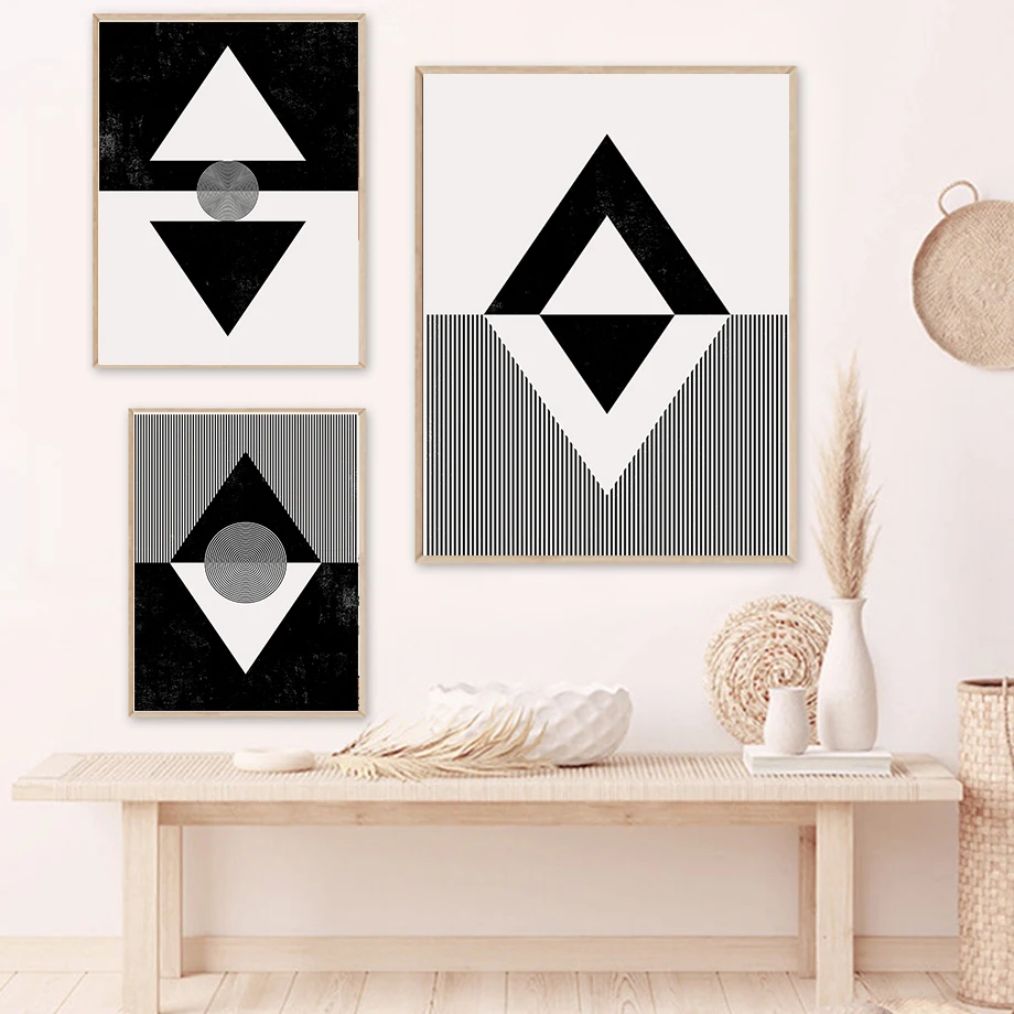 

Abstract Geometric Canvas Painting Black and White Nordic Posters Prints Wall Art Picture for Living Room Decor