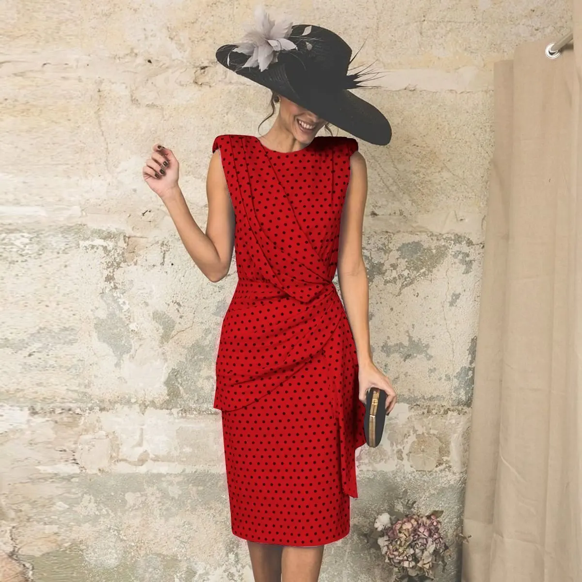 

Womens Dress Long Waist Fashion Polka Dot Dress Spring Summer 2020 New Dress Robe Longue Femme Ete Coton