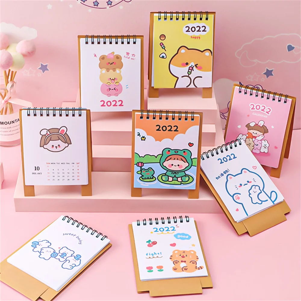 

1pc 2022 Cartoon Cute Desktop Calendar Creative Daily Monthly Planner Kawaii Desk Calendar Decoration Stationery School Supplies
