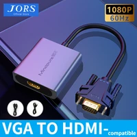 jors vga to hdmi compatible adapter cable converter male to female audio video 1080p 60hz for hd tv box laptop projector monitor