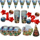 Игровые тарелки roblo, баннер салфетки для стаканчиков, украшение для вечерние, подарок для детей, набор одноразовой посуды, свадебное украшение