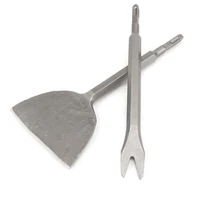 2pcs electric hammer chisel set flat v type hammer drill bit motor removal tool angled heavy duty bent tile chisel