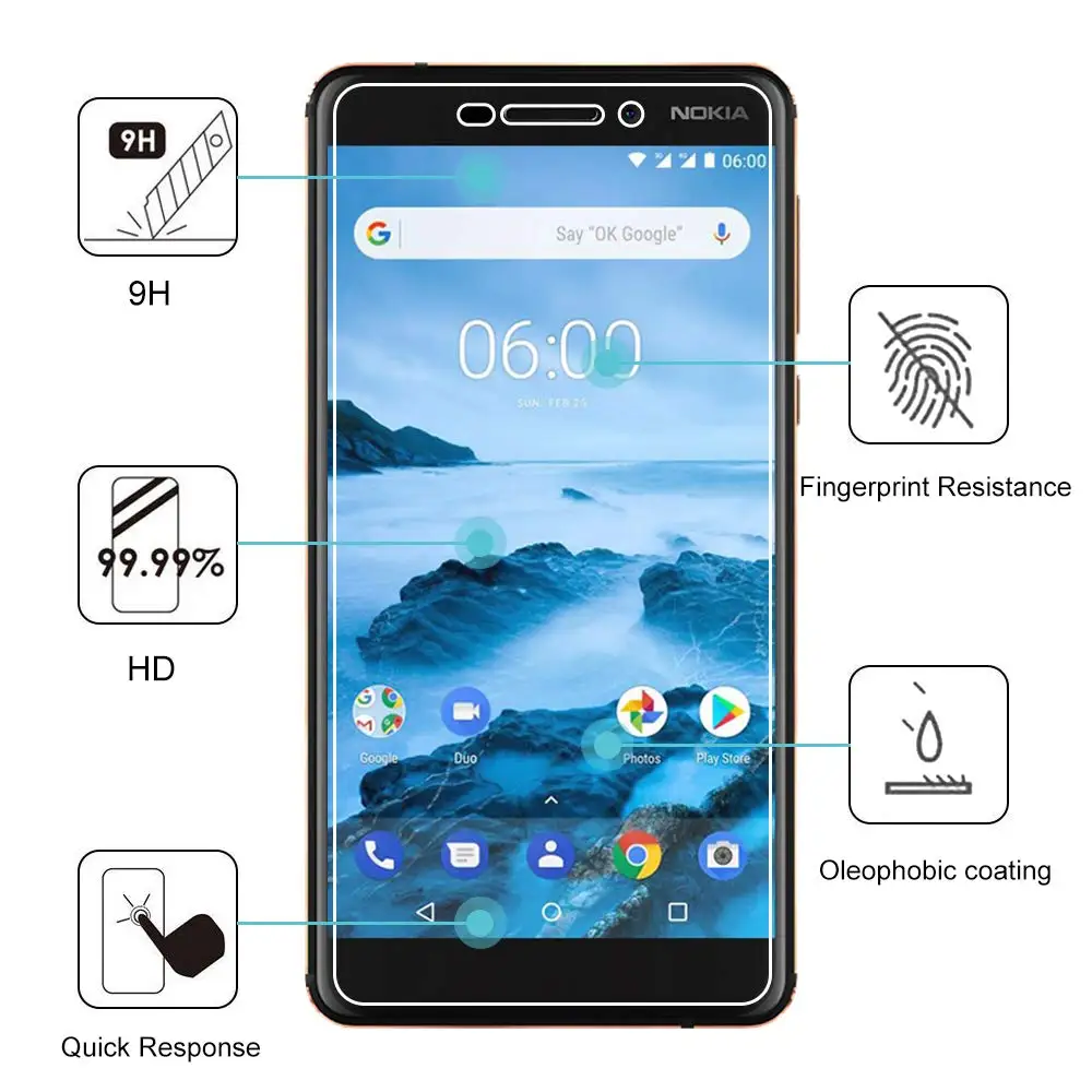 Закаленное стекло 9H HD для Nokia 3 5 6 7 8 Защита экрана plus защитная пленка 1 Plus 2 4