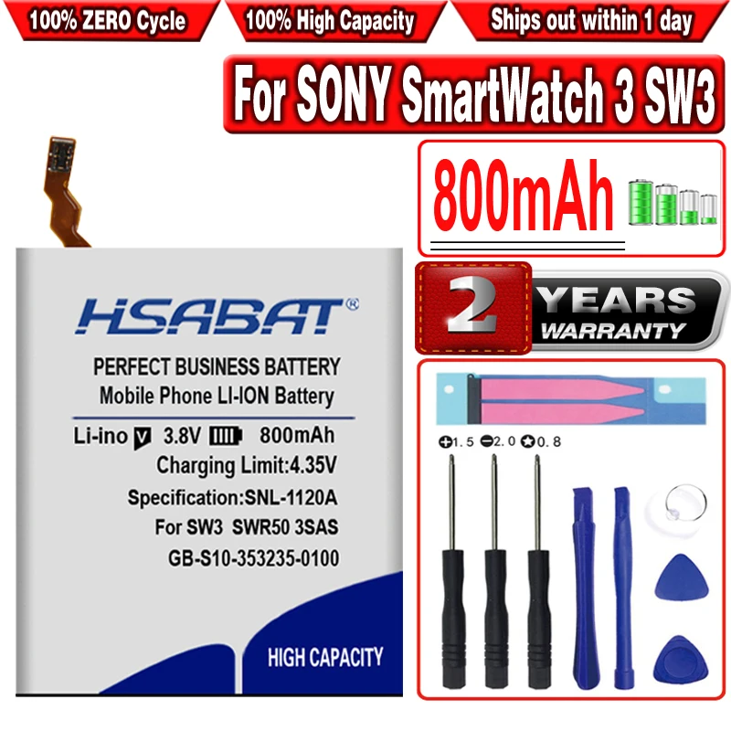 HSABAT 800 мАч GB S10 353235 0100 батареи для SONY SmartWatch 3 SW3 3SAS SWR50 батарея хорошего