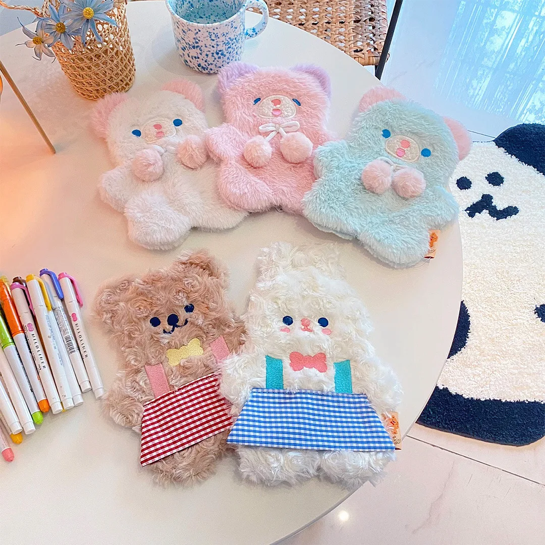 

kawaii Bear Rabbit Plush Pencil Bag INS Style Girl Student Stationery Storage Bag Cartoon Animal School Stationery Supplies