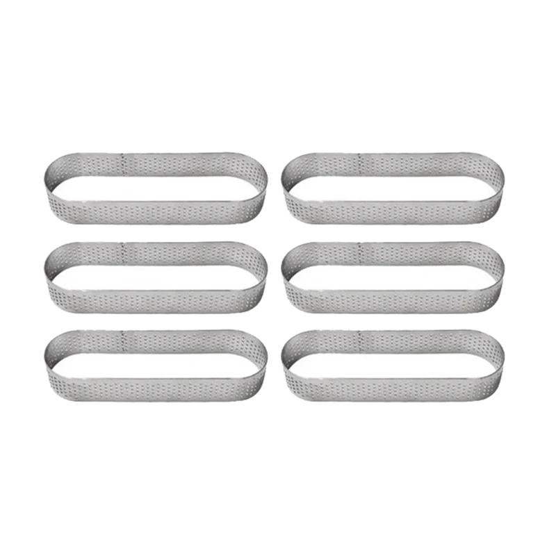 

New 6Pcs Oval Tartlet Molds French Dessert Mousse Fruit Pie Tart Ring Quiche Cake Mold