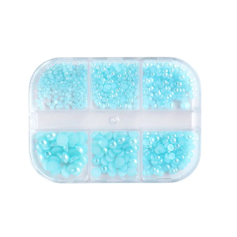 

New 1 Box Mix Sizes Half Round Pearls Flatback Imitation Loose White Glue On Resin Beads DIY Jewelry Making Nails Art Decoration