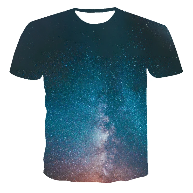

2021 Galaxy Space Pattern Printing Casual Summer Style Fashion Printing Short-Sleeved T-Shirt Men's Shirt Art Street 3D T-Shirts