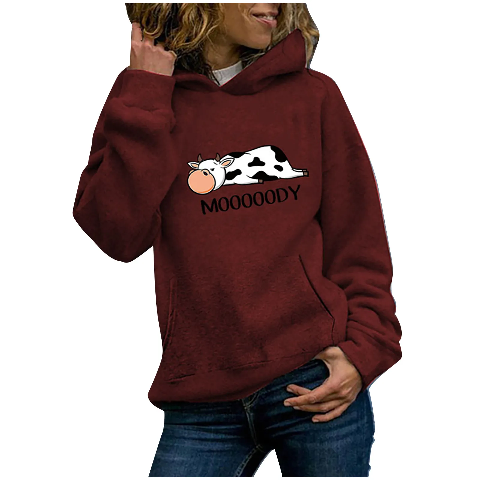 

New sweatshirt women Casual Cow Printed Loose Sweatshirt Long Sleeve Pullover Tops sudaderas mujer hot sale