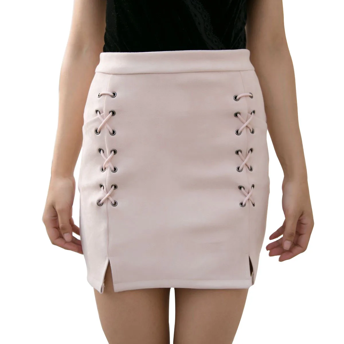 Модная женская осенне зимняя трапециевидная белая пикантная короткая бежевая