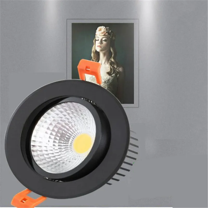 Foco LED COB regulable redonda para techo, 7W, 9W, 12W, 15W, 18W, 24W, LED empotrada, foco LED COB, color negro, AC85-265V