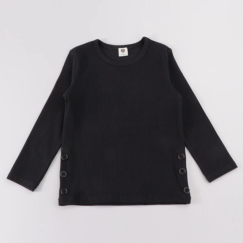 Детская футболка одежда для девочек и мальчиков топ в рубчик с длинными рукавами
