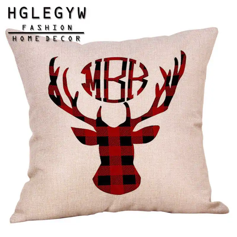 Рождественская наволочка с красным оленем и хлопковая льняная принтом для