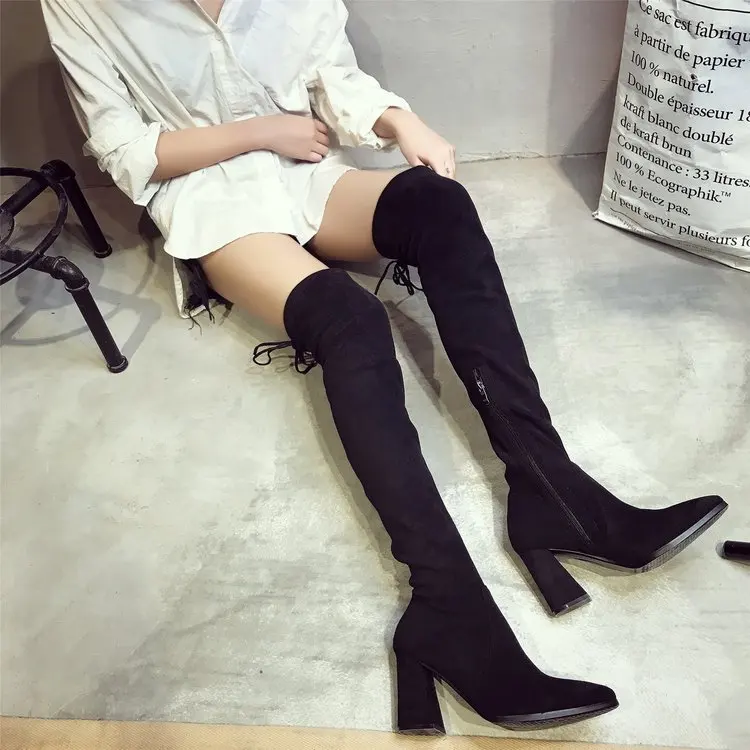 Новинка сезон осень-зима высокие сапоги женские эластичные выше колена на