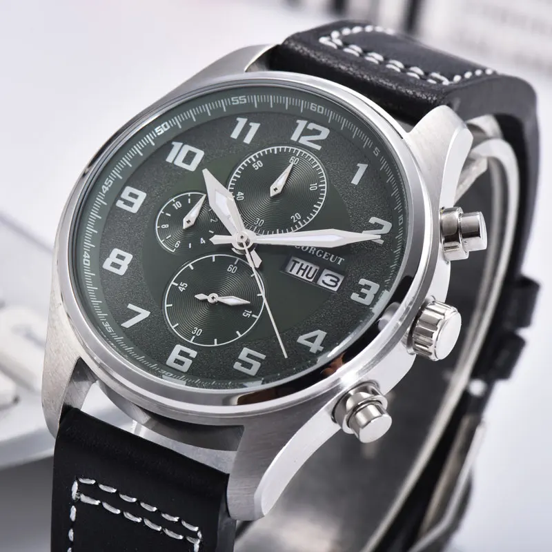 

Mens Quartz Watch Multifunction 41MM Luminous Hands Waterproof Silver Stainless Steel Case Calendar Date Waterproof Watch Men