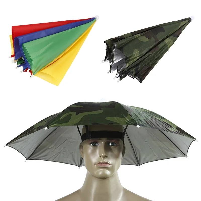 

Outdoor Hiking Hunting Camouflage Foldable Hat Golf Fishing Camping Headwear Sun Day Rainy Day Hands Free Cap Umbrella Tool