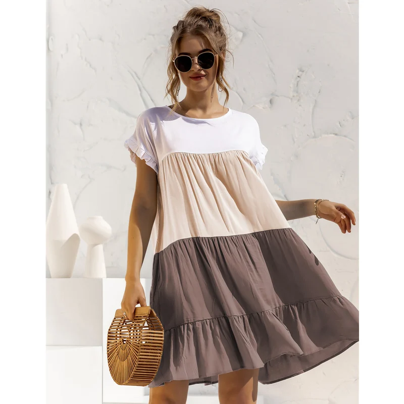 

Loose Swing Dress for Holiday Dresses Women Casual Printed Patchwork Dresses for Women 2021 Elegant Beach Dresses