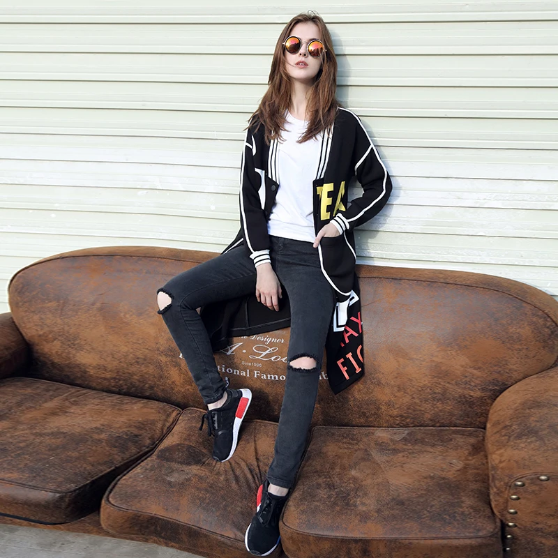 

Женское качественное модное бейсбольное пальто, Свободное пальто с принтом, Женское зимнее длинное пальто, размер S-XXL, HF373