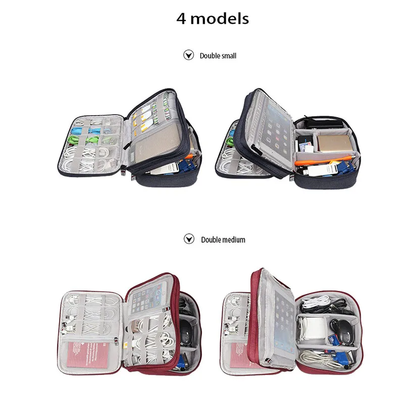 Роскошный двухслойный портативный кабель сумка для хранения цифровой USB