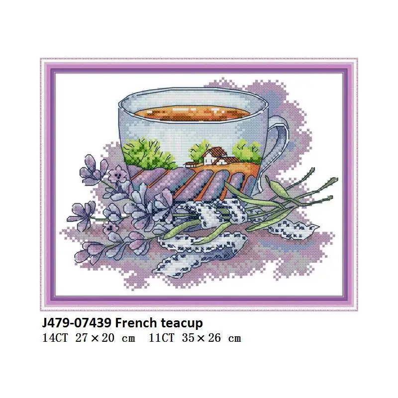 Cross Stitch J479 Joy Sunday Набор для вышивания крестиком, серия чашек, холст Aida 14ct 11ct DMC, ткань для вышивания крестиком, рукоделие - Цвет: Cross Stitch J479