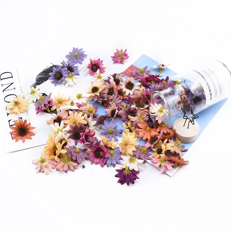 30/50/100 Штук декоративные цветы МИНИ пыльника подсолнуха рождественские украшения для дома подарки своими руками коробка для конфет искусственные