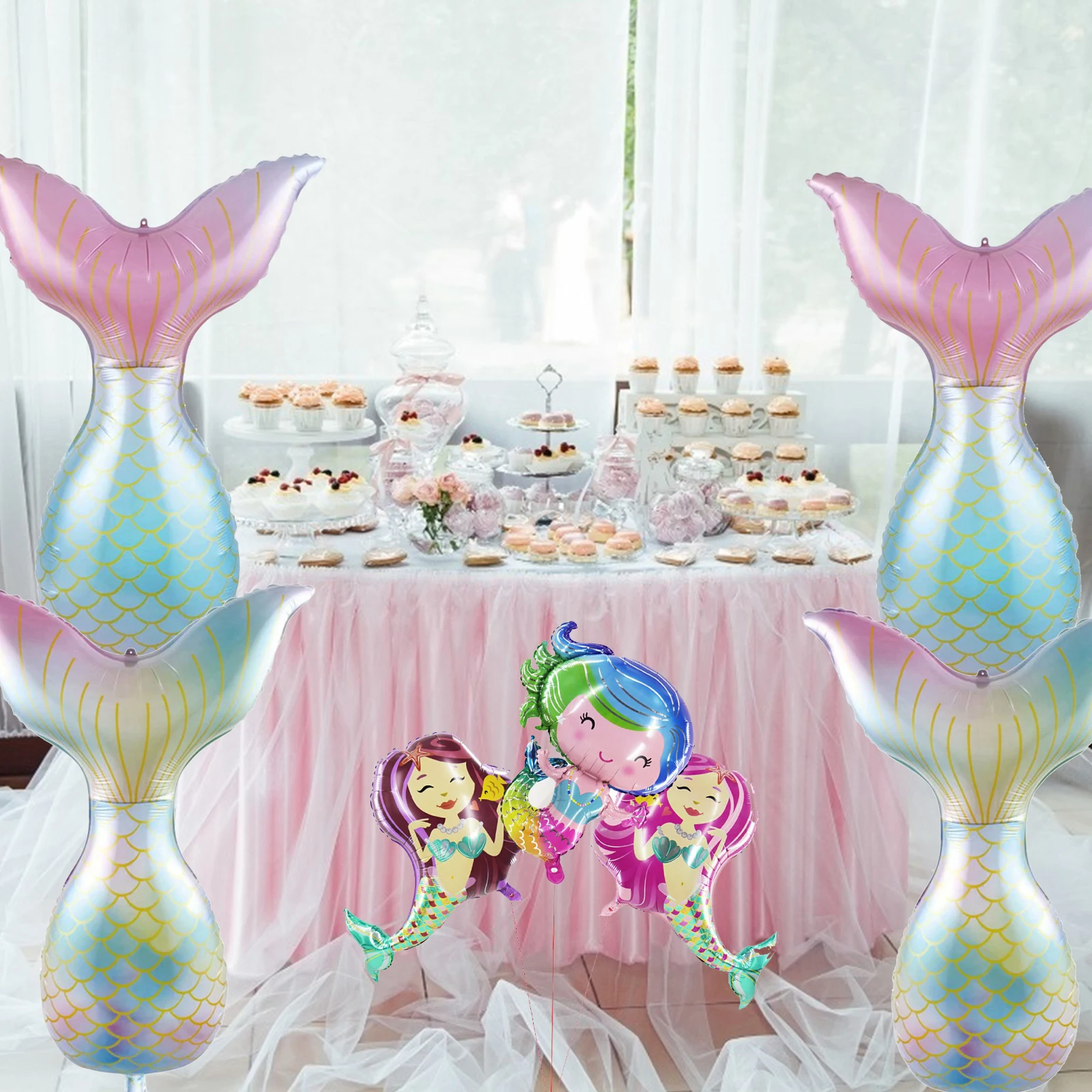 

Lovely Mermaid tail balloon Girl Birthday Party Babay Shower Decoration Large Cartoon Little Mermaid Balloons Toys Party Supply
