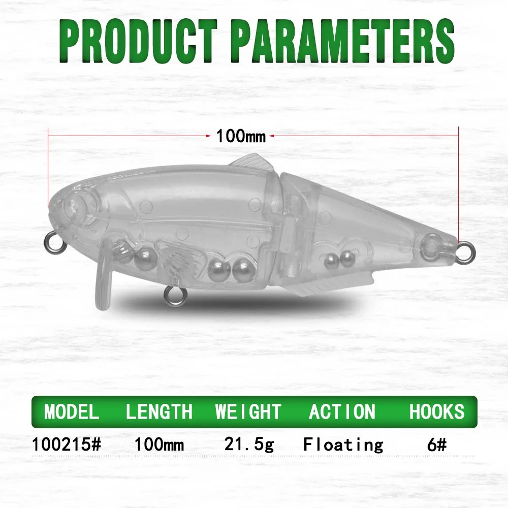 CFLure 100 мм " Неокрашенный DIY медленно плавающий верхний раздел Swimbait Бас Рыбалка шарнирная приманка