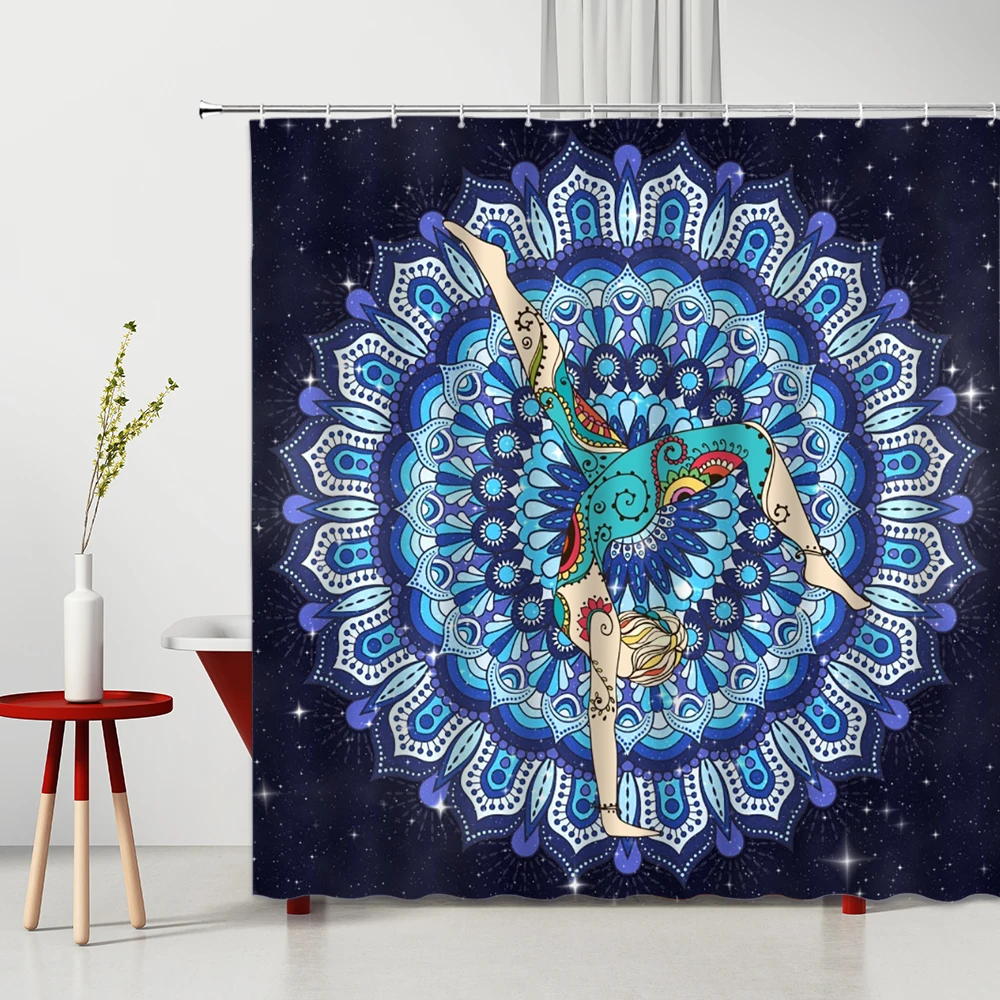 

Занавеска для душа с рисунком мандалы в богемном стиле, подвесная занавеска с защитой от плесени, товары для дома, водонепроницаемое украше...