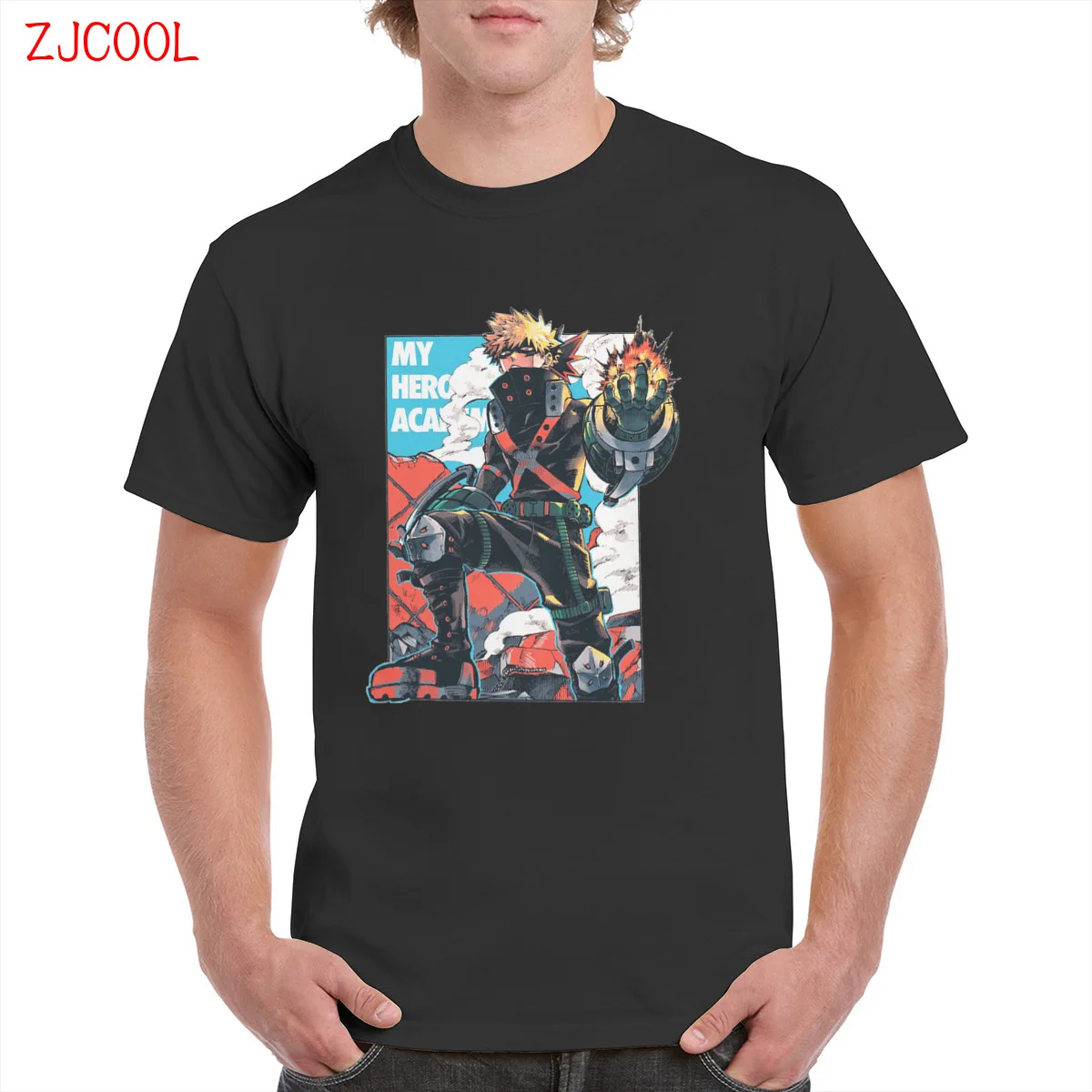 

Katsuki Bakugo Anime Comics Hot t shirt Top Soft Oversized Cotton Tee Female/Man T-Shirt Passionate Letters