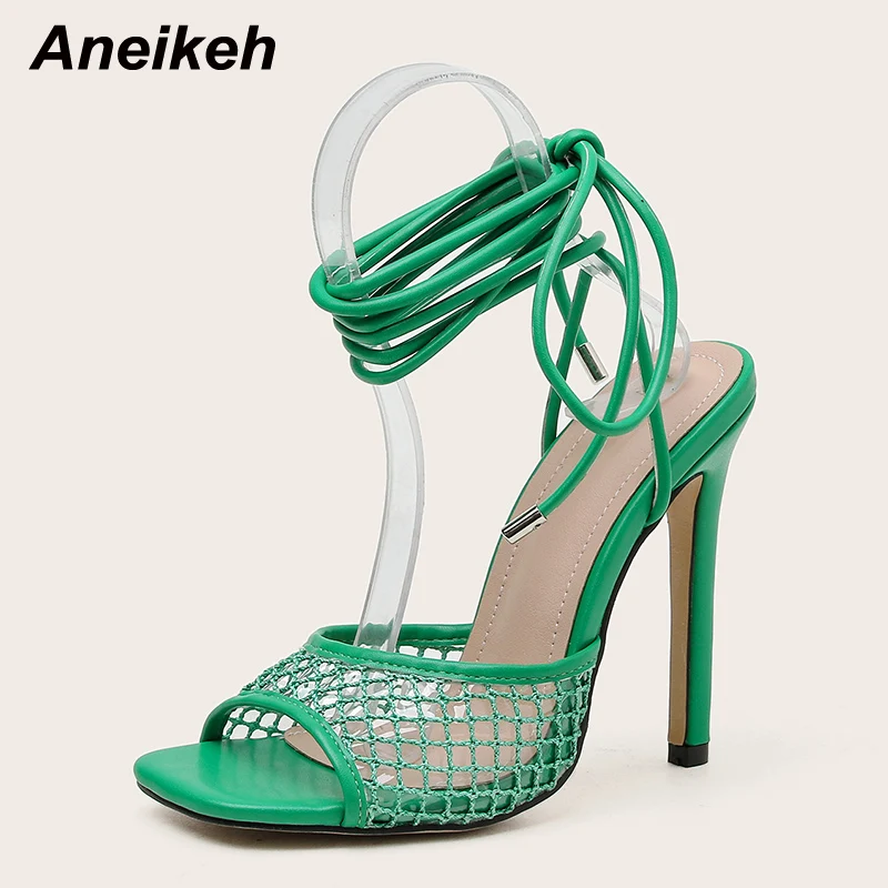 Сандалии Aneikeh женские модные пикантные на высоком тонком каблуке с перекрестной