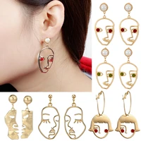 fashion earrings hollow abstract face women funny baby face dangle drop earrings stud vintage e girl party jewelry girl gift