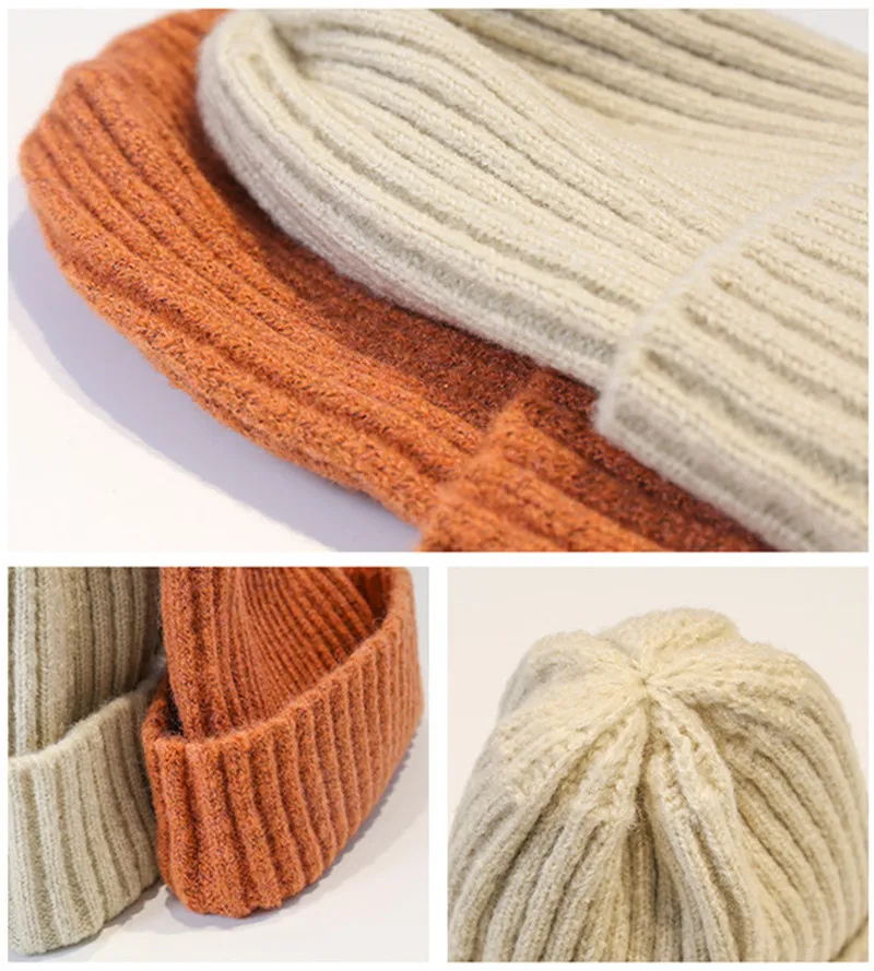 Новинка 2021 женская зимняя шапка карамельных цветов Мужская шерстяная вязаная