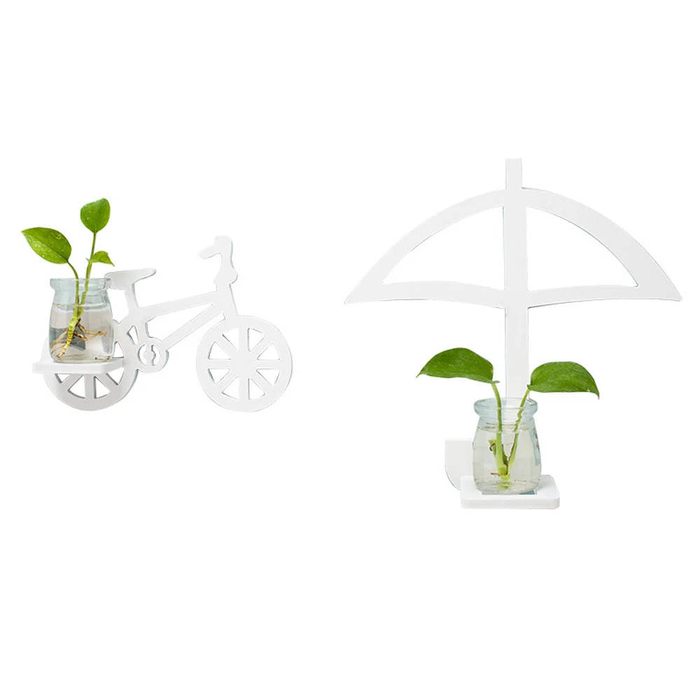 Wall WOOD Shelf with Vases Creative Handcrafted Hanging Planter Flower Container Home Decoration | Дом и сад