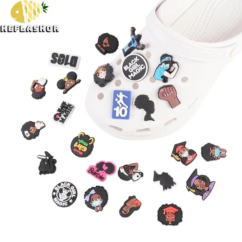 

1PCS Blackgirl for Crocs Charms Jeans Designer Slippers Sandal Shoes Decorations Accessories Children Shoe for Crocs Jibz