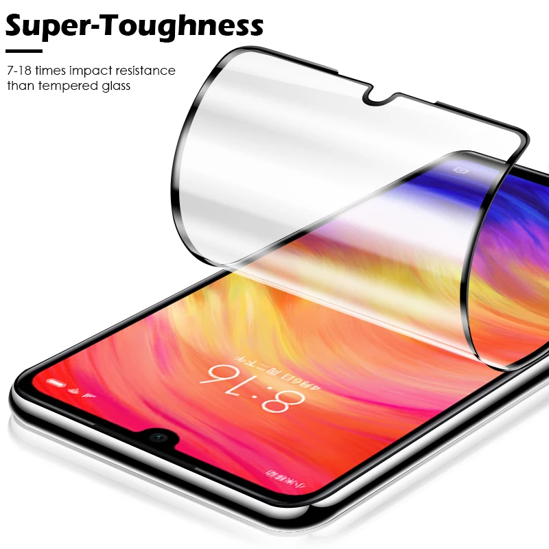 Защитное стекло 9H для Xiaomi Redmi Note 7 Защита экрана полное покрытие края